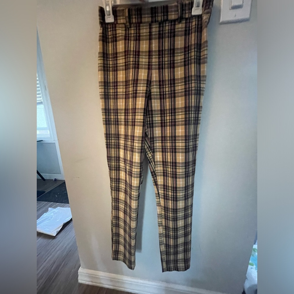 yellow plaid pants size small